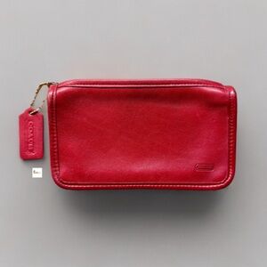 Vintage Coach Red Leather Chunky Case Cosmetic Pouch Costa Rica